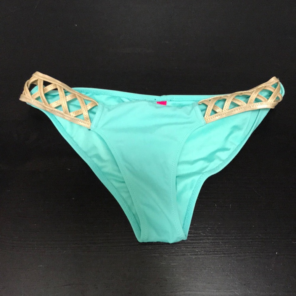 Gold and turquoise bikini bottom. *Victoria Secret